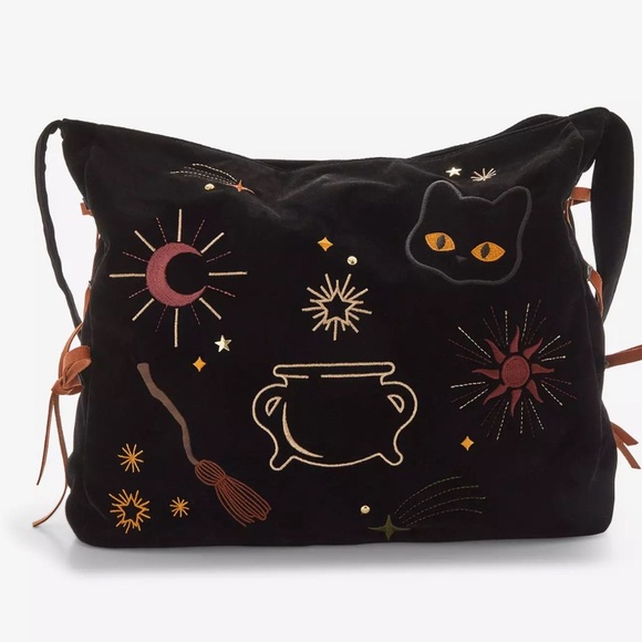 Her Universe Handbags - Her Universe Disney Hocus Pocus Black Icons Velvet Embroidered Crossbody Bag NWT